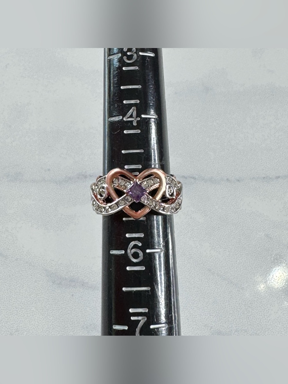 Enchanted Princess Two-Tone Heart Knot Ring - Size 5